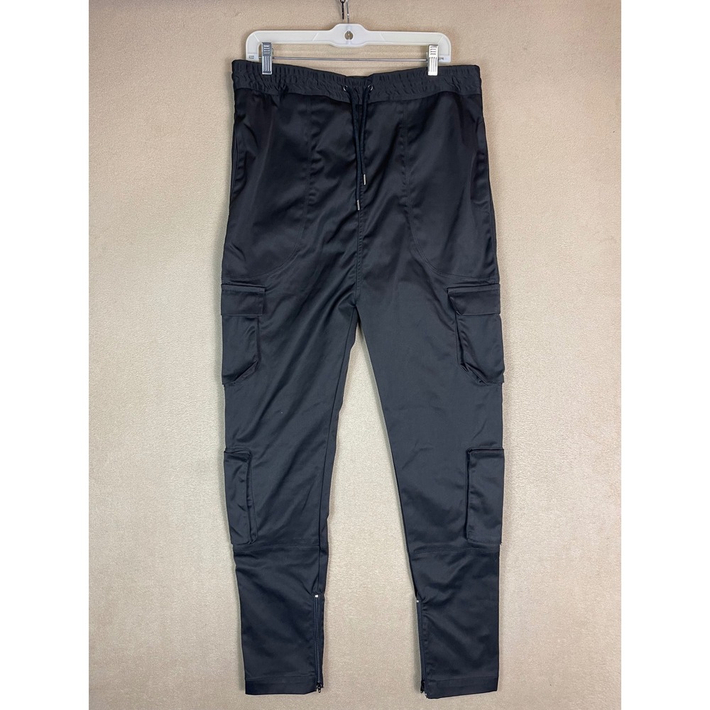 I Love Ugly Mens Black Cargo Pants Zipper Ankle Drawstring Waist Size M